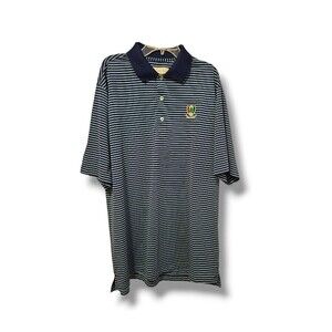 Donald Ross Blue Striped Golf Size L Polo Shirt Mens Performance * Pine Valley *
